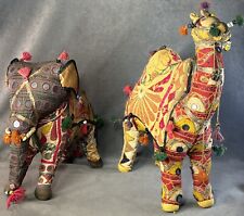 Vintage Anglo Raj Hand Crafted Embroidered Elephant And Camel Lot India picture