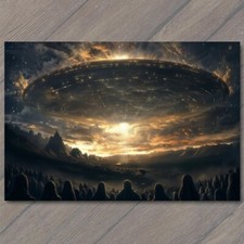 POSTCARD Alien God Civilization Religious Deity Ceremony Sacred Ritual Spaceship picture