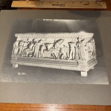 Antique Sarcophagus w/ Mythology Scene Mounted Ancient Greek Sculpture Photo picture