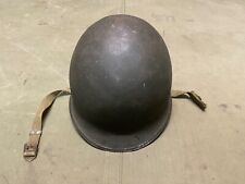 ORIGINAL WWII US ARMY M1 HELMET SHELL, FRONT  SEAM, FIXED BAIL ORIGINAL PAINT picture