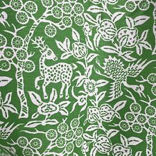 Vintage Brunschwig & Fils HAPPINESS Hand Print Fabric Green 55” Wide BTY picture