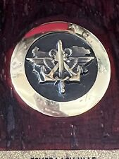 Crest Marina Russian Shield Wood Brass IN Wall Vintage H 4 5/16in picture