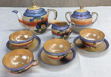 10 piece Vintage Japanese Lusterware Porcelain Tea Set picture