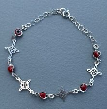 TAXCO 9.25 Sterling Silver Bracelet With Witch's Knot And Red Turkish Eye 2.7g. picture