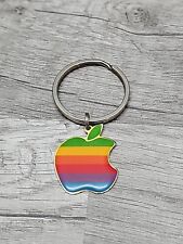 Vintage Apple Computer Rainbow Logo Enamel Keychain 1980s/1990s picture