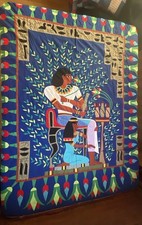 Egyptian Tapestry Khayamiya Marsh Scene On The Nile Quilt Patchwork 88x75 picture