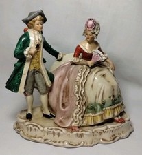 Antique German Porcelain Figural Group Man & Woman Rococo Courtship c.1900 picture