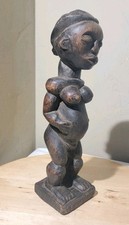 Vintage Luba Maternity Female Dark Wood Hand Carved Figure 12.5" Fertility Woman picture