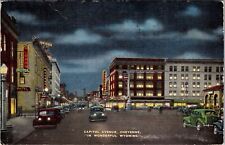 Cheyenne WY-Wyoming, Capitol Avenue, Bus Station, Autos, c1948 Vintage Postcard picture