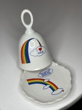 Vintage Collectible Ceramic Bell 1990 Bell and under Plate "I LOVE USA" picture