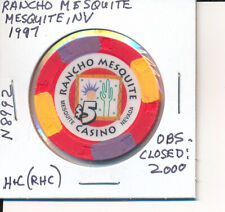 $5 CASINO CHIP -RANCHO MESQUITE MESQUITE NV 1997 H&C(RHC) #N8992 OBS CLOSED 2000 picture