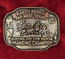 CHAMPION BUCKLE TROPHY RANCH RODEO☆PROFESSIONAL CALF ROPING☆WEST TEXAS☆RARE☆897 picture