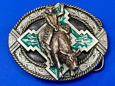 Bull Rider Rodeo Cowboy  Signed & Numbered Pewter Bergamot 1996 H-23 Belt Buckle picture