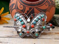 Butterfly Hair Barrette Old Pawn Navajo Stamped Silver Handmade Native American picture