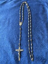 Vintage Deco Sterling Silver 925 Rosary Ribbed Beads 22” Long picture