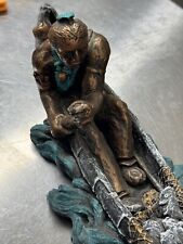Native American In Boat After Fishing Sculpture  picture