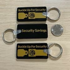 Lot of 3 Security Savings & Loan Assn Bank Buckle Up Keychains Key Rings #42106 picture