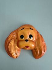 Vintage Chalkware Puppy Wall Hanging MCM 3.5” picture