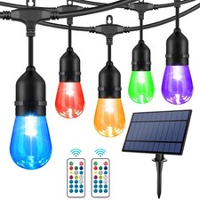 48FT Solar Outdoor RGB String Lights Waterproof Shatterproof | 15+3 Dimmable ... picture