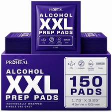 XXL Sterile Alcohol Prep Pads 150 Count - 70% Isopropyl Alcohol Wipes, Indivi... picture
