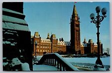 Ottawa Ontario Canada Parliament Buildings Streetview Chrome Cancel WOB Postcard picture