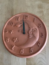 OPUS Terracotta Celestial Crescent Moon Stars Planet Sunswept Clock 12" READ picture