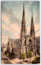 1940-50's ST PATRICK'S CATHEDRAL HANDCOLORED POSTCARD**PRINTER SPELLING ERROR** picture