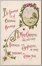 The Heartiest Of Christmas Greetings 1914 Embossed Postcard B740 picture