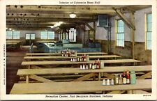 Linen Postcard Interior of Cafeteria Mess Hall Fort Benjamin Harrison, Indiana picture