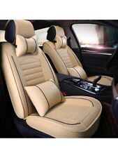 Universal Car Seat Cover Set PU Leather 5 Seats Front Rear Seat Cushion Beige picture