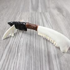 Deer Jaw Handle Obsidian Blade Ornamental Knife #8346 Mountain Man Knife picture