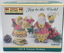 DEBBIE MUMM Christmas Joy to the World Salt & Pepper Shakers Sakura New Open Box picture