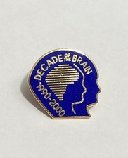 Vintage Human Genome Project Decade Of The Brain Enamel Lapel Pin Blue Head picture