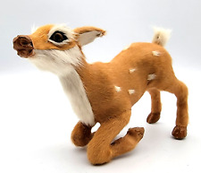 Vintage Miniature Real Fur Speckled Fawn Deer Kneeling Figurine picture