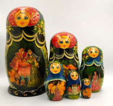 Matryoshka Nesting Dolls 7”6 Pc.,Pushkin  Fairytale Hand  Painted Russian picture