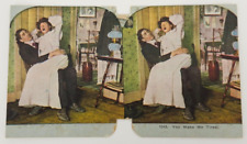 Victorian Stereoview Humorous~ You Make Me Tired~ Couple Woman on Man's Lap Sing picture
