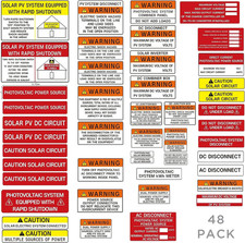 48 Pack PV Solar System Install Label Kit,Photovoltaic Safety Stickers,Nec 2020, picture