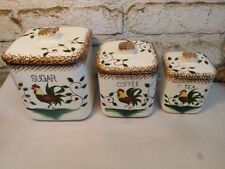 Vintage Napco Porcelain Rooster Canisters Sugar, Coffee & Tea  picture