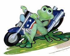 Retired Vintage Holland 1994 Sprogz Frog Figurine Chopper Hopper  w/ Motorcycle  picture