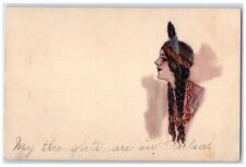 c1910's Hand Painted Woman Native American Cobb Shinn Posted Antique Postcard picture