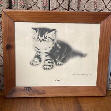 Playful Kitten by Clara Turley Newberry, framed Widget 1955 Antique Frame picture