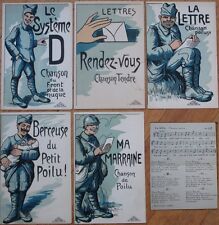 Novelty/Mechanical 1915 Postcards: Set of FIVE w/Soldiers, Fold Open Sheet Music picture