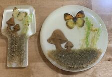 VINTAGE Acrylic Resin Lucite Dried Butterfly & Ferns  6.5