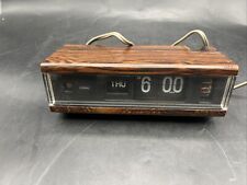 Vintage Copal Alarm Clock Flip Number & Day Clock Model 229 12 Hr Day Wood Grain picture