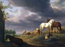 Art Oil painting Landscape-with-Horses-and-Other-Livestock-Adriaen-van-de- picture