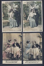 8x postcard lot - RPPC Lady & Man ROMANCE- FASHION picture