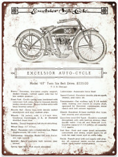 1912 Excelsior 6T Auto Cycle Motorcycle Garage Shop Metal Sign Repro 9x12