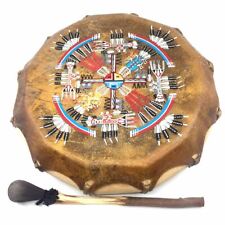Cochiti Pueblo Drum with Traditional Navajo Sandpainting 13.5