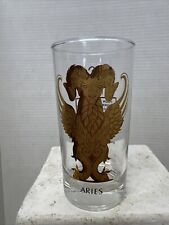 Vintage Anchor Hocking Zodiac Aries Horoscope MCM Highball Glassware Gold Black picture