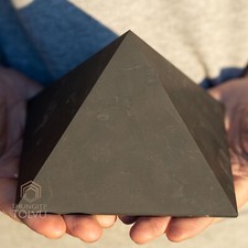 Authentic Shungite Stone Pyramid - Big Size 4.7 in - Natural Surface, Tolvu picture
